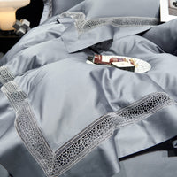 Thumbnail for Red Burgundy Luxury Hotel Grade Hollow Lace Duvet Cover Set, Egyptian Cotton 1000TC Bedding Set