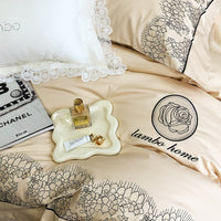 Thumbnail for Chic White Black Europe Lace Embroidery Soft Duvet Cover, 1000TC Egyptian Cotton Bedding Set