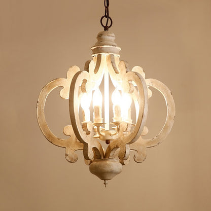 White Loft Nordic Chandelier Lighting Wooden Antique Hanging Lamp Dining Room Decor