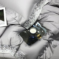 Thumbnail for Luxury White Gold Embroidery Hotel Grade Satin Silky Duvet Cover Set, 1000TC Egyptian Cotton Bedding Set