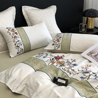 Thumbnail for Luxury Green Rose American Flowers Embroidered Duvet Cover Set, 1000TC Egyptian Cotton Bedding Set