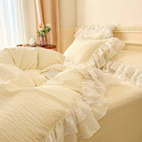 Thumbnail for Classic European White Pink Princess Washed Cotton Child Duvet Cover Bedding Set