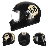 Thumbnail for Black Yellow Retro Full Face Motorcycle Helmets Glass Fiber Lightweight Moto DOT ECE Approved