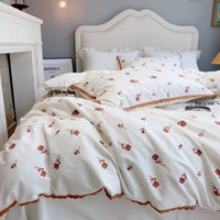 Thumbnail for Rose White Vintage Lace Ruffles Duvet Cover Set, 1000TC Egyptian Cotton Bedding Set