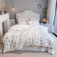 Thumbnail for Rose White Vintage Lace Ruffles Duvet Cover Set, 1000TC Egyptian Cotton Bedding Set