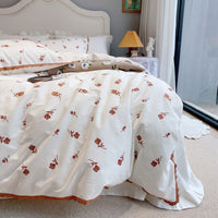 Thumbnail for Rose White Vintage Lace Ruffles Duvet Cover Set, 1000TC Egyptian Cotton Bedding Set