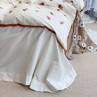 Thumbnail for Rose White Vintage Lace Ruffles Duvet Cover Set, 1000TC Egyptian Cotton Bedding Set