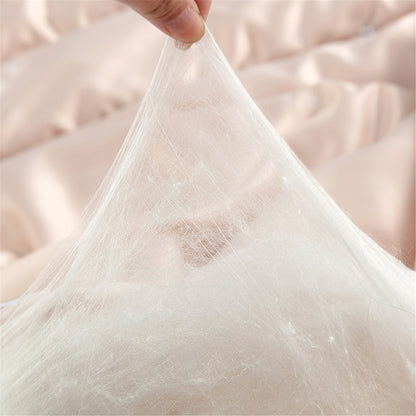 Luxury White Pink 100% Silk Duvet Quilt Handmade High Grade Comforter