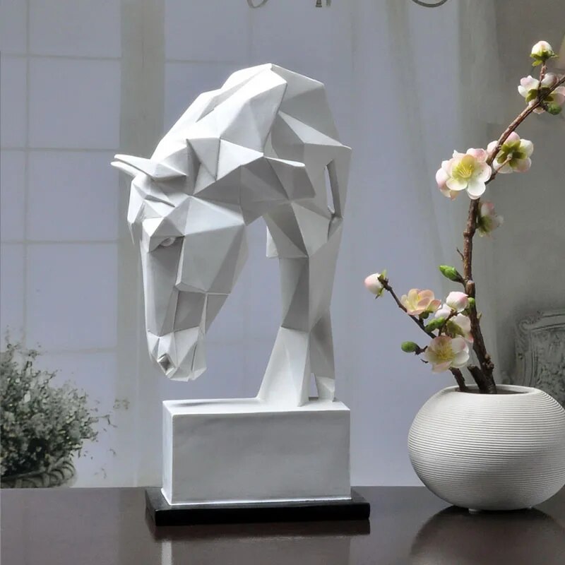 Horse and Bull Nordic Origami Abstract Resin Geometric Crafts Sculptures and Statues Gift
