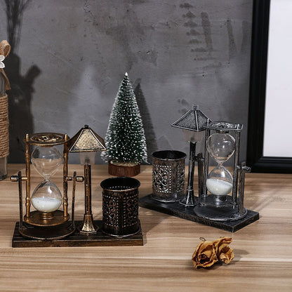 European Retro Hourglass Night Light Sandy Sculptures and Statues