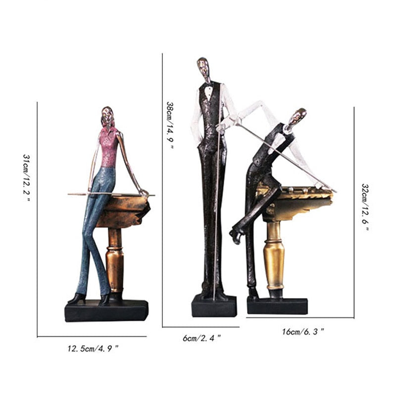 Modern Billiards Sport Sculpture Miniature Sculptures and Statues