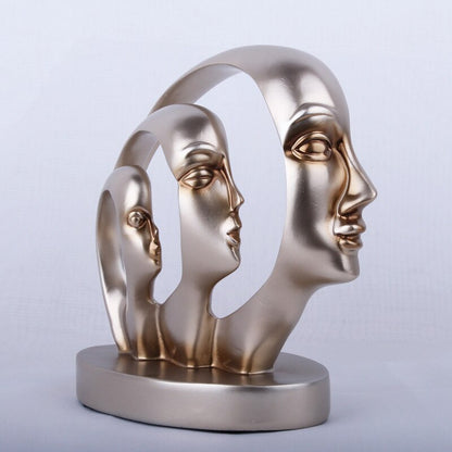 Nordic Family Half Face Minimalist Resin Sculpture Sculptures and Statues