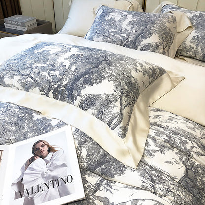 Luxury Master Piece of Tree Printing Soft Silky Duvet Cover Set, 100% Tencel Bedding Set
