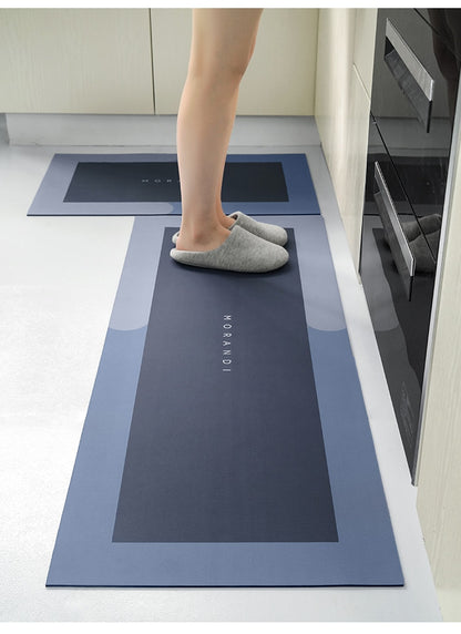 Nordic Grey Blue Rug for Kitchen Floor Absorbent Waterproof