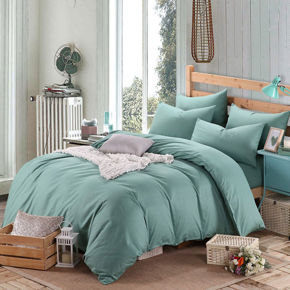 Nordic Green Turquoise Purple Family Duvet Cover Set, Egyptian Cotton Bedding Set