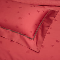 Thumbnail for Nordic Red Grey Egyptian Cotton Satin Jacquard Embroidered Wedding Duvet Cover Bedding Set