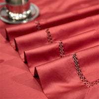 Thumbnail for Nordic Red Grey Egyptian Cotton Satin Jacquard Embroidered Wedding Duvet Cover Bedding Set