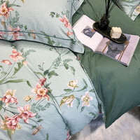 Thumbnail for Floral in the Garden Pastoral Leaves Floral Duvet Cover Set, 600TC Egyptian Cotton Bedding Set