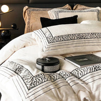 Thumbnail for Zebra Print Long Striped Thick Warmth Velvet Fleece Embroidery Duvet Cover Bedding Set