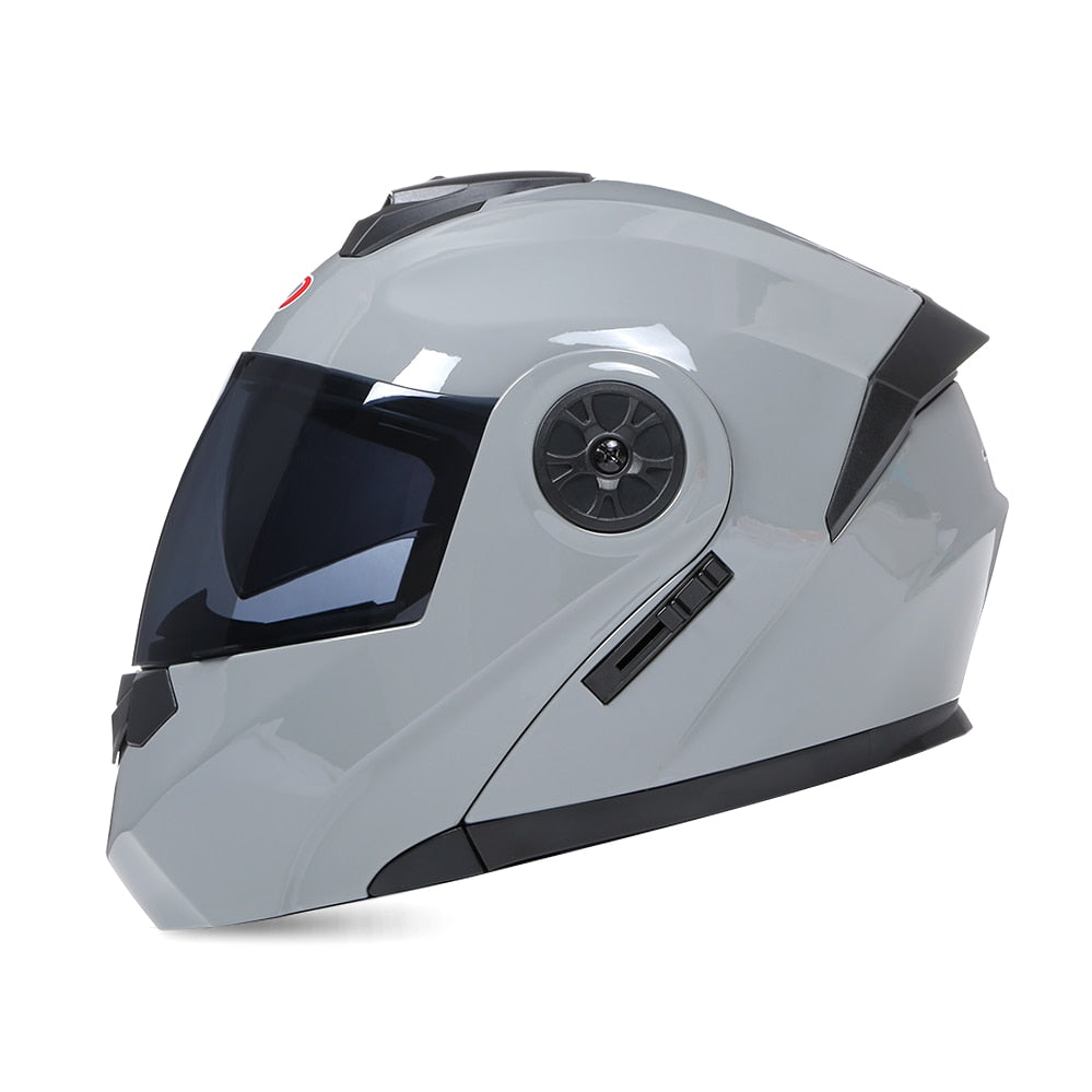 White Grey Motorcycle Helmets Unisex Safety Double Lens Racing Dual Lens Full Face Sport