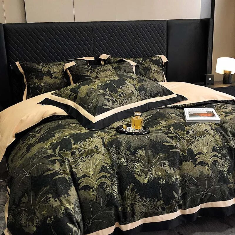 Vintage American Plant Flowers Print Art Duvet Cover Set, 1000TC Egyptian Cotton Bedding Set