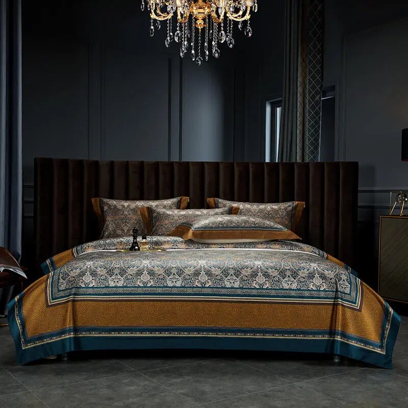 White Burgundy Vintage Bohemian Premium European Duvet Cover Set, 1000TC Egyptian Cotton Bedding Set