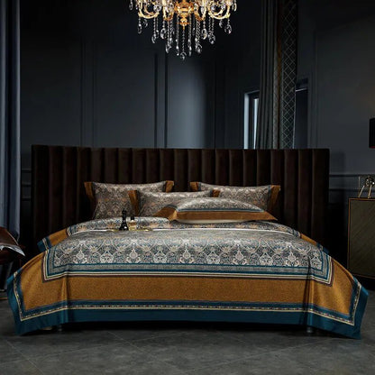 White Burgundy Vintage Bohemian Premium European Duvet Cover Set, 1000TC Egyptian Cotton Bedding Set