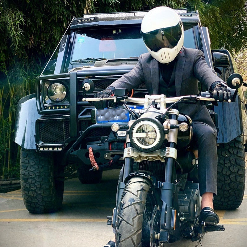 Black Matte Vintage Handmade Motorbike Full Face Motorcycle Helmets Open Abs Shell Moto Sport