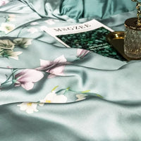 Thumbnail for Vintage Green Flowers Leaves Summer Bamboo Lyocell Cooling Duvet Cover Bedding Set