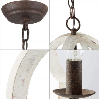 French Vintage Wooden Chandelier Lighting for Living room Bedroom Decor