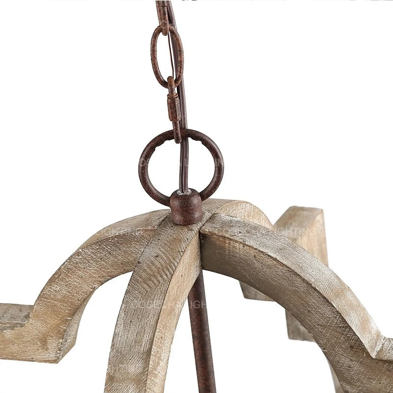 French Vintage Wooden Chandelier Lighting for Living room Bedroom Decor