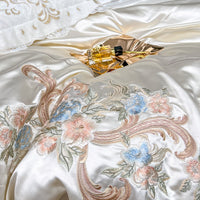 Thumbnail for White Pink Baroque Luxury Egyptian Cotton 1000 Thread Count Embroidered Duvet Cover Bedding Set