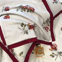 Thumbnail for Red Wine Burgundy Rose Pattern Patchwork Rose Pattern Duvet Cover Set, 1000TC Egyptian Cotton Bedding Set