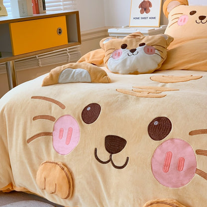 Little Tiger Kids Childs Plush Duvet Cover Set, Fleece Fabric Bedding Set