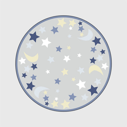 Children Star Moon Round Printed Velvet Non Slip Rugs and Carpets