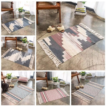 Nordic Handmade Tassel Cotton Tuft Woven Indian Rugs and Carpets