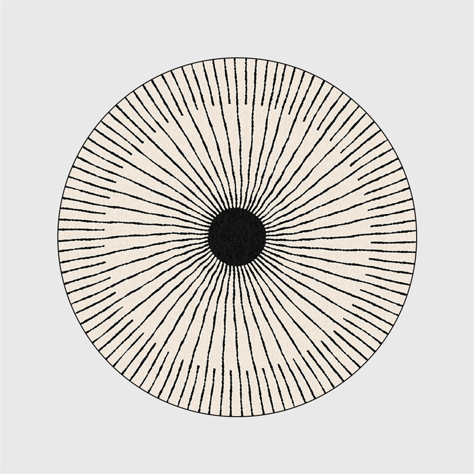 Nordic Modern Black White Circle Strip Round Geometric Rugs and Carpets