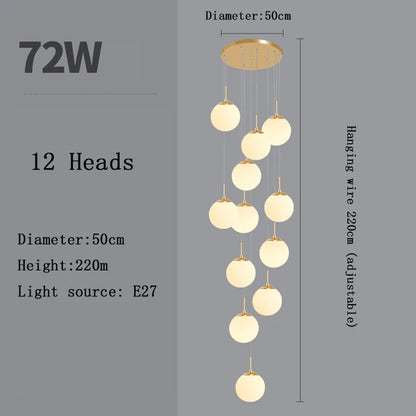 Stairs Lighting Modern Chandelier Loft Living Room Hotel Lobby Decorative