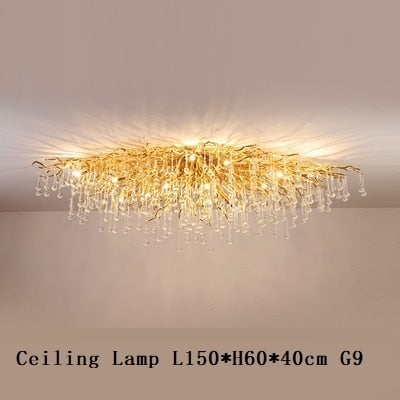 Luxury Gold Crystal Lighting Chandeliers Branches Crystal for Living Room Home Decor