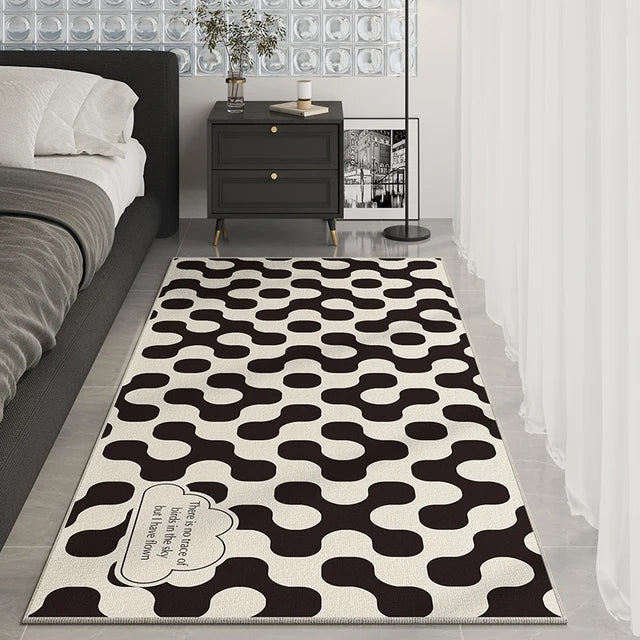 Black White Checkered Soft Rug Carpet for Luxury Living Room Decoration