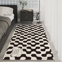 Thumbnail for Black White Checkered Soft Rug Carpet for Luxury Living Room Decoration