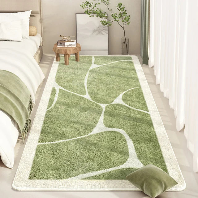 Green White Stripe Bright Soft Rug Carpet Living Room Balcony Decoration