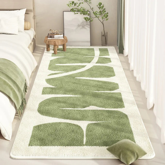 Green White Stripe Bright Soft Rug Carpet Living Room Balcony Decoration