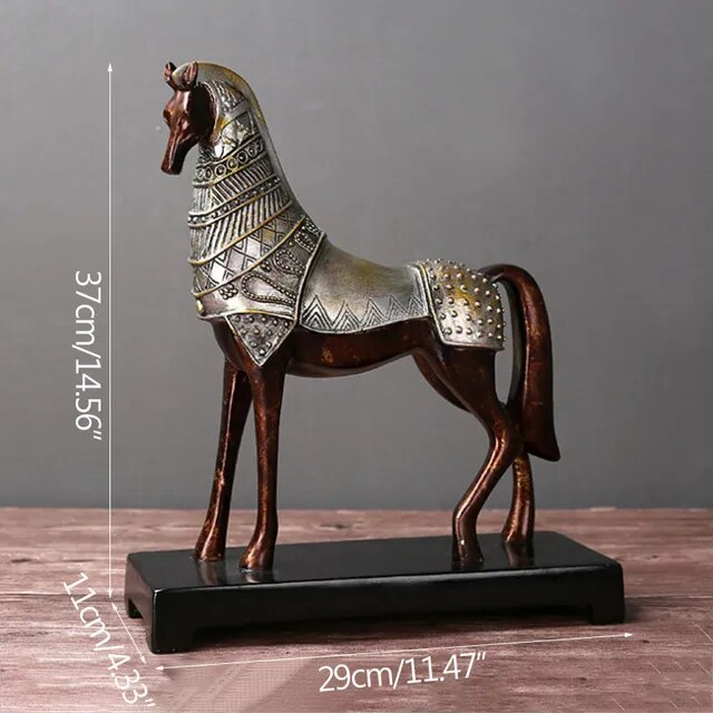 Strong Horse Statue Glazed Ceramics Warhorse Retro Sculptures and Statues Decorations Gift