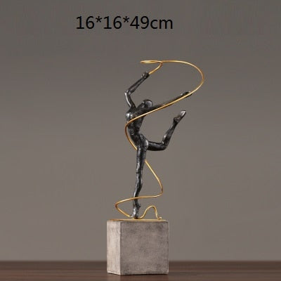 Retro Ballet Girl Figurines Gymnastics Sport Sculptures and Statues Handcraft
