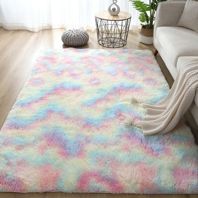 Pink Grey Classic Carpet Shaggy Rugs for Children Soft Mat Living Room