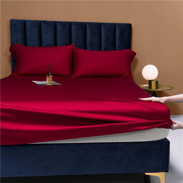 Dark Grey Burgundy Elastic Fitted Sheet Soft Silky 1000TC Egyptian Cotton for Bedding