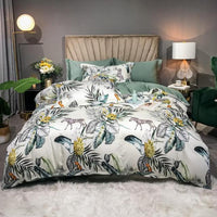 Thumbnail for Luxury Floral Leaves Botanical Forest Duvet Cover Set, Egyptian Cotton 600TC Bedding Set