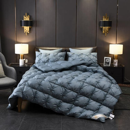 Luxury Premium White Grey 100%Cotton Cover Goose Down Filling Comforter Twin Full Queen King