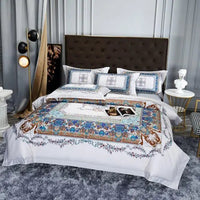 Thumbnail for White Burgundy Vintage Bohemian Premium European Duvet Cover Set, 1000TC Egyptian Cotton Bedding Set